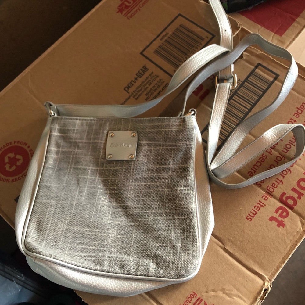 Calvin Klein silver crossbody bag